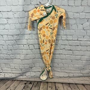 Copper Pearl Holiday Print Bamboo Knot Gown and Hat